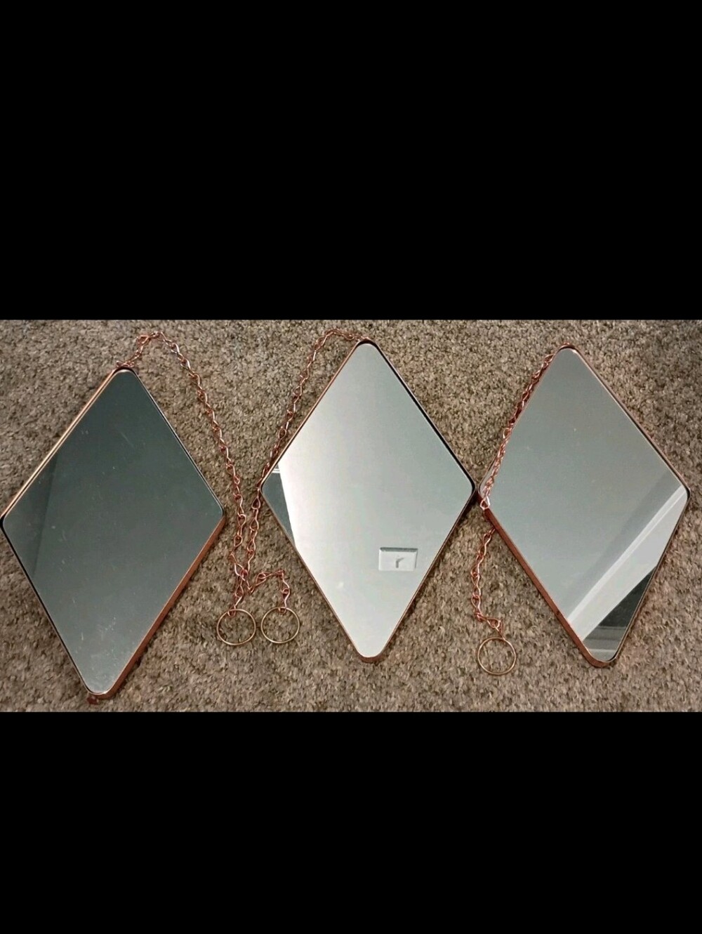 Set Of 3 Umbra Dima Diamond Wall Hanging Mirrors Rose Gold Sung Wook Park Decor